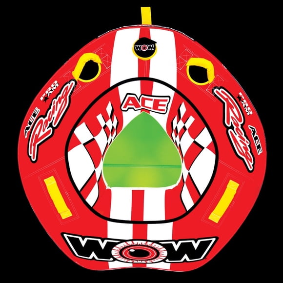 World of Watersports Towable Tube 15-1120 Ace Racing; Arrow Shape; 1 Rider Capacity; 50 Inch Length x 48 Inch Width; Multi-Color; Nylon Cover With Zipper/Heavy Duty PVC Bladder