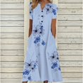 thumbnail image 1 of TIMIFIS Robe Florale Bohème Ample Décontractée d'Automne pour Femmes avec Poches, Manches Courtes, Longue Maxi, Robe Évasée d'Été pour la Plage, Robes d'Invitée de Mariage d'Automne, 1 of 6
