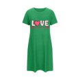 thumbnail image 5 of Grande Taille Pyjamas Chemises de Nuit pour Femmes Imprimé Cœur Robe de Nuit Manches Courtes Col Rond Chemise de Sommeil Confort Robe de Pyjama Tenue de Nuit T-Shirt Tenue d'Intérieur Robe de Maison Vert m, 5 of 5
