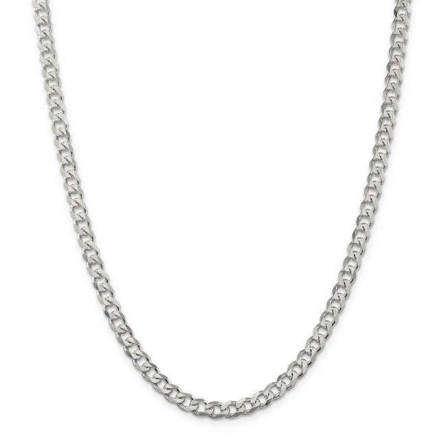 Sterling Silver 6mm Curb Chain (Weight: 27.42 Grams, Length: 22 Inches)