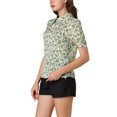 thumbnail image 4 of INSPIRE CHIC Blouse Femme Col Rabattu Col Fendu Manches Bouffantes Chemise en Chiffon TG Beige, 4 of 6