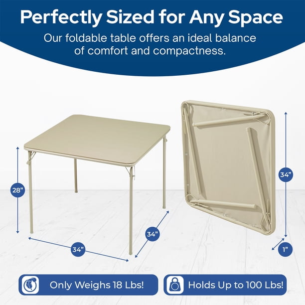 MECO Sudden Comfort 34 x 34 Inch Square Metal Folding Dining Card