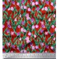 thumbnail image 1 of Soimoi Rayon Crepe Fabric Leaves & Tulip Floral Print Fabric by The Yard 46 Inch Wide, 1 of 3