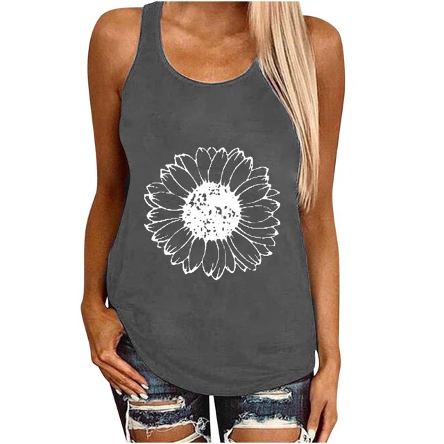 Cameland Débardeur à Imprimé Amusant pour Femme, Coupe Ajustée, Col Rond, Sans Manches, Tunique, T-Shirt, Hauts
