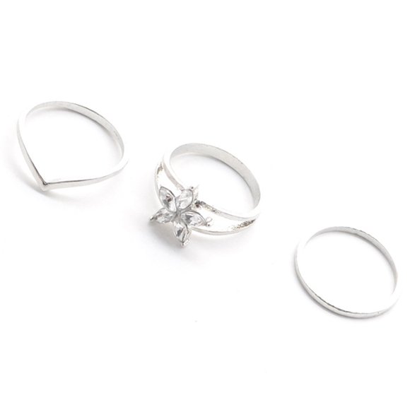 Hioecau 3 Pcs Bohemia Daisy Flower Women Beach Jewelry Foot Toe Knuckle Band Rings