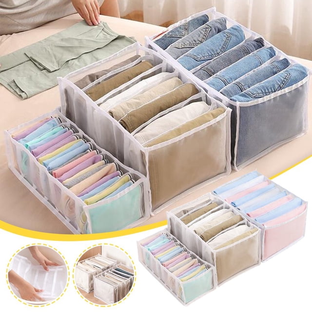 CHOK Home Edit Storage Mesh Storage Box Foldable Closet Clothes Dividers Nylon Dresser Compartments Organizers White O323