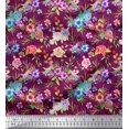 thumbnail image 1 of Soimoi Velvet Fabric Leaves, & Rose Floral Fabric Prints by Yard 58 Inch Wide, 1 of 3