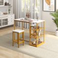 thumbnail image 3 of Costway Ensemble de Table de Bar 3 Pcs Table de Comptoir de Cuisine Hauteur 2 Tabourets Gain de Place avec Rangement, 3 of 10