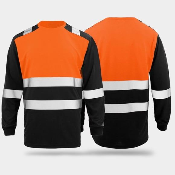 Men'S Breathable Quick Drying Reflective Strip Long Sleeved Sanitation Worker Clothing T Shirt Men T Shirts