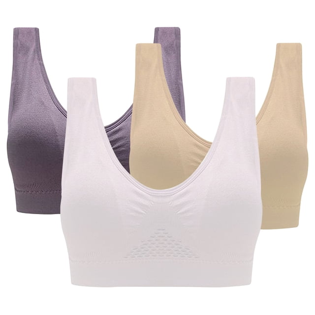 AherBiu 3pc Plus Size Sports Bras for Women High Support Wireless Workout Bras Full Coverage Push up Yoga Running Bralettes