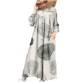 thumbnail image 2 of Robes d'Invitée de Mariage pour Femmes Courtes Mode pour Femmes Col en V Ample Manches Longues Coton Lin Imprimé Robe Longueur Cheville Robe Longue Robe d'Été à Manches Longues pour Femmes en Liquidation, 2 of 8