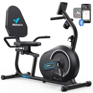MERACH Recumbent Vélos d'exercice pour la maison assis en bas Stationary Bicycle magnétique 8 Niveau Résistance Vélo de vélo intérieur avec gratuit APP
