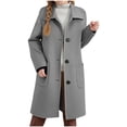 thumbnail image 1 of Children's Wool Trench Overcoat Breasted Lapel, Pea Coat, Long Sleeve, MidLong, with Pockets, 1 of 6
