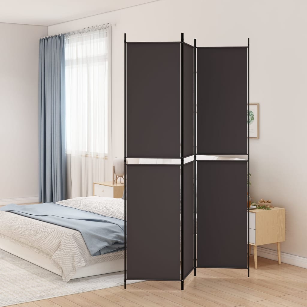 vidaXL Paravent 3 Panneaux Brun 150x220 cm Tissu