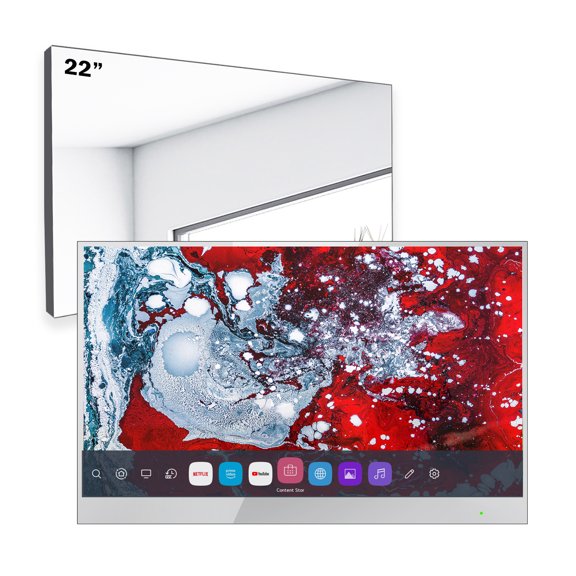 Soulaca 22 inches Smart webOS Magic Mirror LED TV for Bathroom IP65 Waterproof WiFi ATSC Tuner Television Build in Voice Control