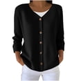 thumbnail image 3 of Feancey Plus Size Cardigans for Women Lightweight Long Sleeve Button Sweaters Thin Casual Open Front Cardigan Sweater Ribbed Knit Jackets Black M, 3 of 6