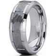 thumbnail image 2 of Men's Hammered Grooved Tungsten Carbide Wedding Band Ring, 8mm Comfort Fit 9, 2 of 5