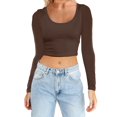 thumbnail image 1 of Kcodviy Femmes Léger Yoga Court Manches Longues Femmes Hauts de Course Coupe Ajustée Long T-Shirts d'Entraînement à Manches Longues pour Femmes Lot de Col Roulé Haut pour Femmes Blouse, 1 of 7