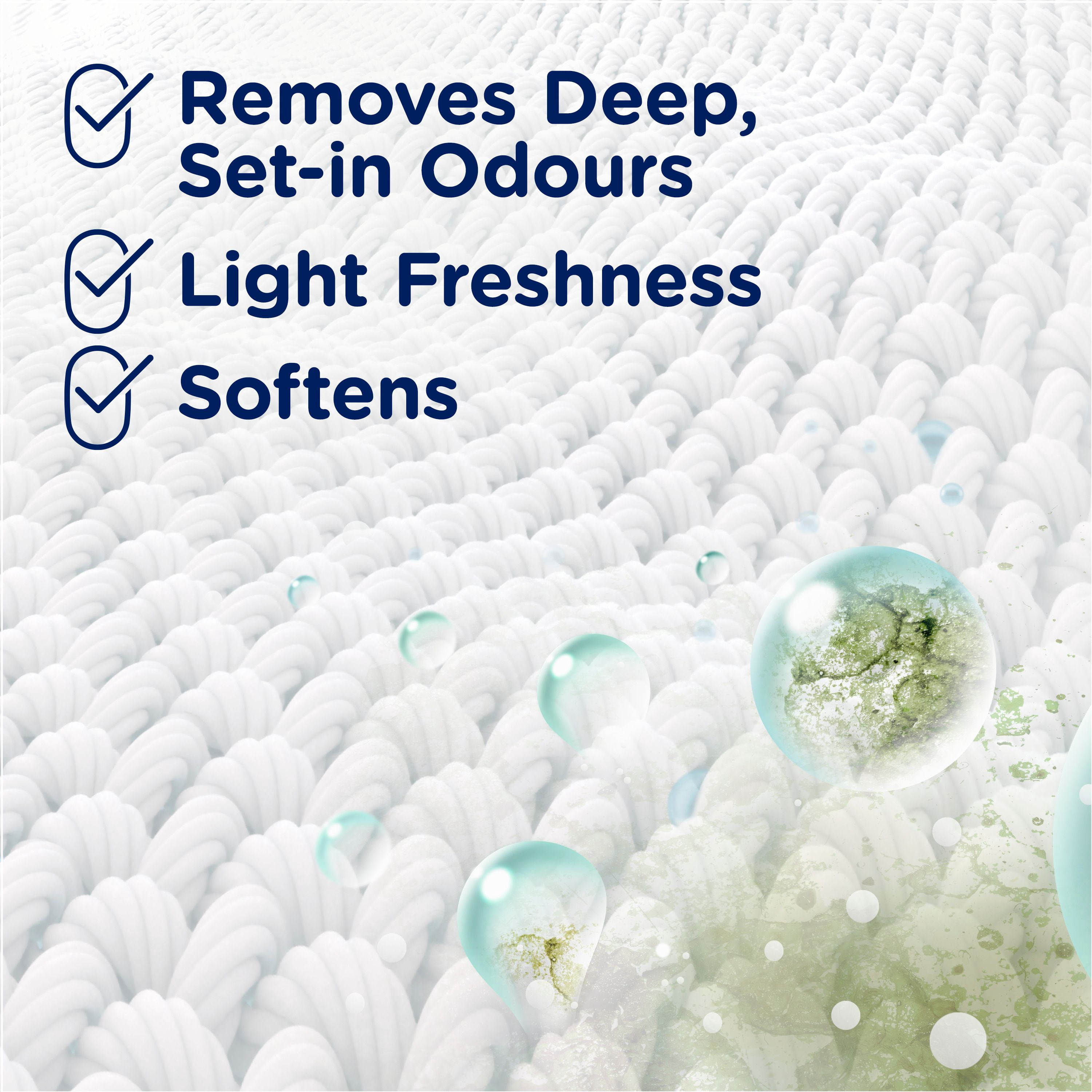 Downy Rinçage Purifiant Éliminateur d'Odeurs pour la Lessive, Parfum Fraîcheur Cotonnière, Assouplissant Textile et Rinçage d'Élimination des Odeurs pour la Lessive, Combat les Odeurs à la source, Compatible HE 54WL