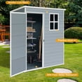 thumbnail image 3 of Remise de Rangement, Entrepôt Extérieur en Résine Gris 5 Pi X 3 Pi, avec Plancher et Porte Verrouillable, Mini Remise Légère, Imperméable et Résistante aux Intempéries pour Cour Arrière, Pelouse, Patio, Rangement de Petits Articles, 3 of 10