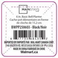 thumbnail image 2 of Mainstays Basic Bell Planter 6in Black, Classic Design with Attached Tray Durable Weather Resistant Matte Finish, 2 of 3