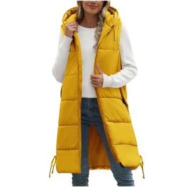 WRKEKC Women's Winter Puffer Vest Sleeveless Cotton Jacket Solid Color Lined Quilted Hoodless Casual Outerwear for Women Cold Weather