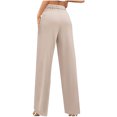 thumbnail image 4 of Diufon Womens High Waisted Pants Solid Color Wide Leg Pants Button Business Straight Trousers with Pockets, 4 of 6