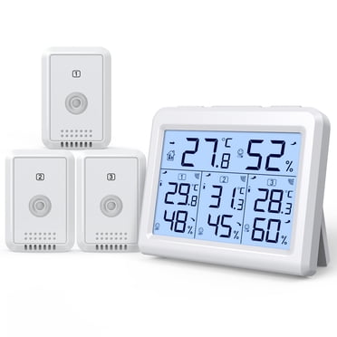 ORIA Thermomètre Intérieur Extérieur avec 3 Capteurs Sans Fil, Hygromètre Numérique Thermomètre