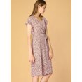 thumbnail image 2 of Unique Bargains Robe Midi Portefeuille pour Femme à Col en V, à Volants Floraux et Poignets, 2 of 6