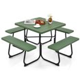 thumbnail image 1 of Topbuy 8-person Round Picnic Table with 4 Benches and Umbrella Hole, Green (1 Count), 1 of 9