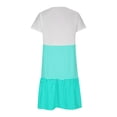 thumbnail image 5 of Fatuov Robe Midi Plissée pour Femme Grande Taille d'Été à Blocs de Couleur, Robe Chemise Bohème pour les Vacances, Manches Courtes, Col Rond, Fluide, Évasée, Robe de Plage, Tailles 3TG, Vert, 5 of 5