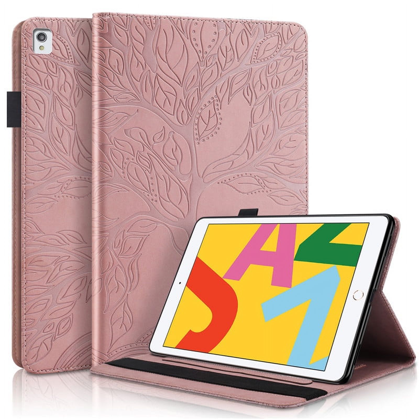 Emboss Tree Leather Flip Case for iPad 10.2 2020 2021 Cover Wallet Tablet Funda for iPad 10 9 8 7 8th 9th 10th Generation Case rose gold-tree iPad 10.2 7th Gen.