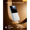 thumbnail image 4 of Portable Charger Power Bank - 15,000mAh Battery Pack Portable Phone Charger with Built in Cable 22.5W Fast Charging Powerbank Com, 4 of 7