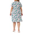 thumbnail image 3 of GRACE & GRANDEUR Robe Midi d'Été Plissée à Fleurs à Manches Courtes à Col Rond pour Femme Grande Taille3X Rose Vert, 3 of 6