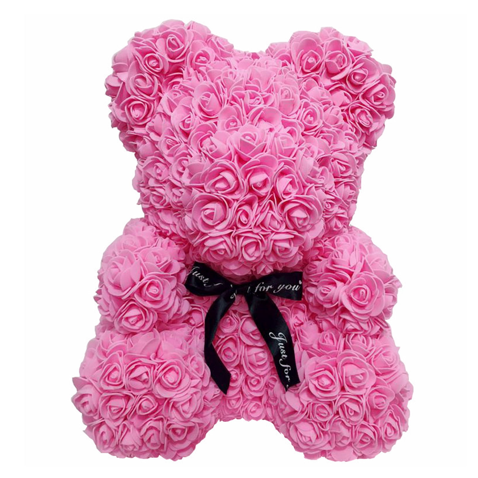 Rose Teddy Bear 10 Inches Tall Flower Bear Perfect for Anniversary Birthday Party Festivals Rose Bear(Gift Box Not Included)