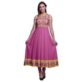 thumbnail image 1 of Bimba Robe Anarkali à Col Mandarin Imprimée de Feuilles Mauves pour Femmes, Designer, Kurta Ethnique Indienne XXX-Large, 1 of 6