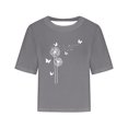 thumbnail image 3 of Blouses for Women Drop Shoulder Round Neck Oversized Crop Tops Workout Tops Tees, 3 of 7