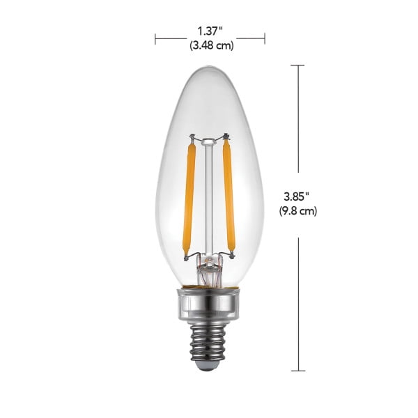 Ampoule Edison B10 à DEL équivalant à 60 W à filament et à intensité réglable de 2 700 K, candélabre E12 (paquet de 6)