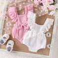 thumbnail image 4 of Gupgi Bow Jumpsuits for Infant Girls Summer Romper Baby Solid Color Flower Flying Sleeve Bodysuits 0-18M, 4 of 9