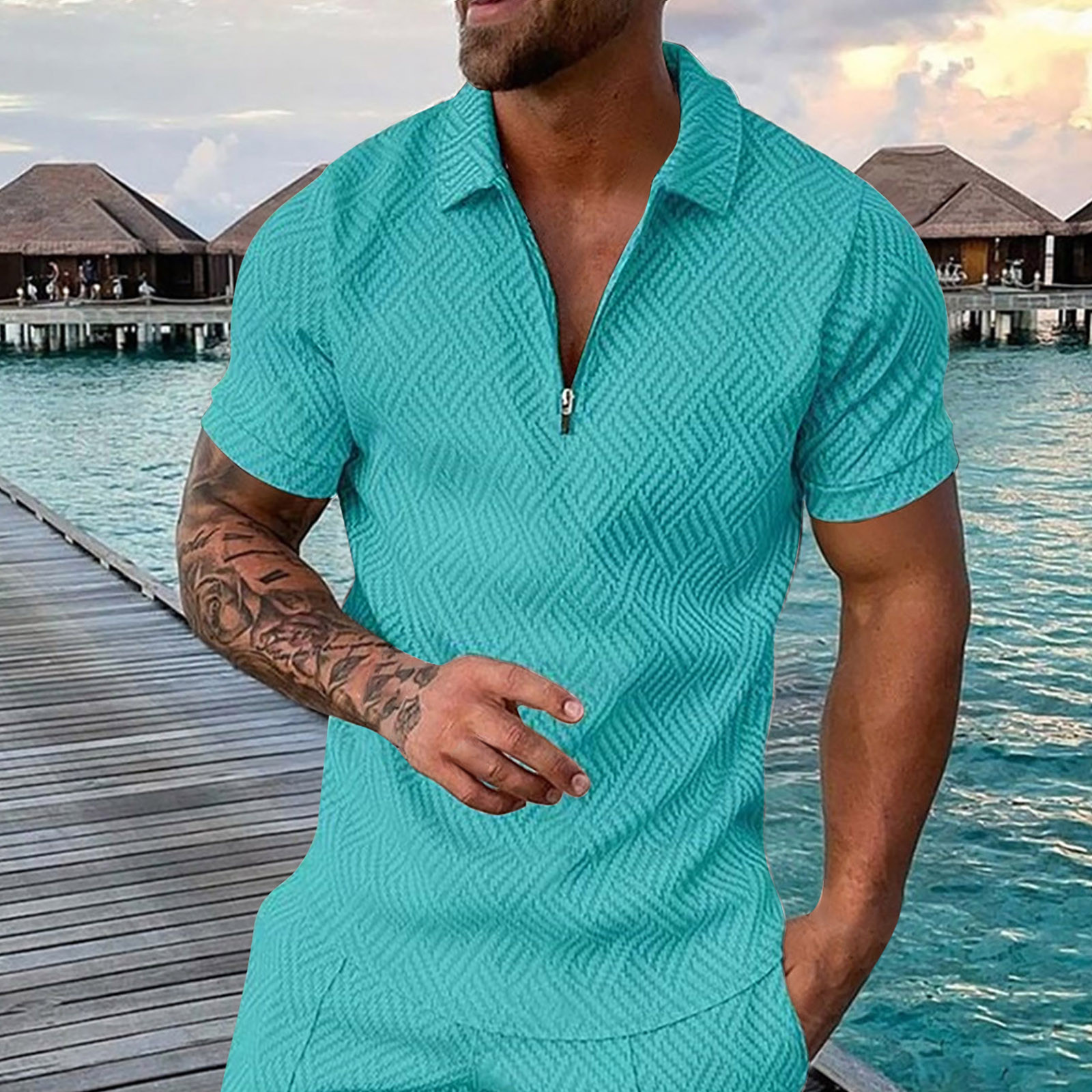 BOBOGOJP Men's Golf Polo Shirt Big and Tall Mesh Short-Sleeve Polo