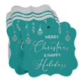 thumbnail image 3 of Inkdotpot Real Silver Foil Merry Christmas & Happy Text Tags Favor Bracket Shape Hang Pack Of 50 Paper Tags, 3 of 7