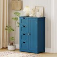 thumbnail image 2 of Gymax Armoire de Salle de Bain Autoportante en Bois à 4 Tiroirs Armoire de Rangement Réglable Bleu, 2 of 10