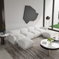 thumbnail image 1 of The Magic Home Convertible Modular L-Shaped Chenille Sectional Sofa Sofas, Beige, 1 of 12