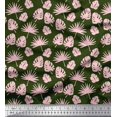 thumbnail image 1 of Soimoi Green Rayon Fabric Palm & Monstera Leaves Print Fabric by The Yard 42 Inch Wide, 1 of 3