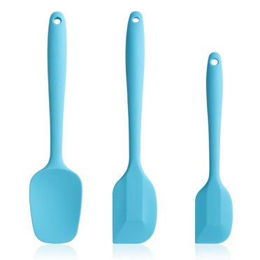 Silicone Spatula 3-piece Set, Ergonomic Handle High Heat-Resistant Spatulas, Non-stick Rubber Spatulas with Stainless Steel Core, Blue