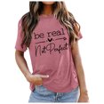 thumbnail image 1 of WEIYLL Womens Tshirt Short Sleeve Letter Print Red Blouse Sizes L, 1 of 4