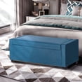 thumbnail image 2 of HOMCOM Banc de Rangement Rembourré à Dessus Rabattable Ottoman en Tissu pour Chambre, Salon, Bleu, 2 of 10