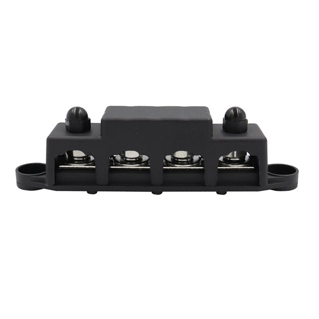 Miulika 4 Post Power Distribution Block with Cover 250 Amp Rating 48V Solar Wiring Heavy Black M10