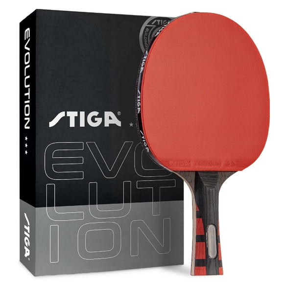 STIGA Evolution Performance Ping Pong Paddle - 6-ply Light Blade - 2mm Tournament-Approved Premium Sponge - Flared Handle for Next-Gen Grip & Control - Performance Table Tenni