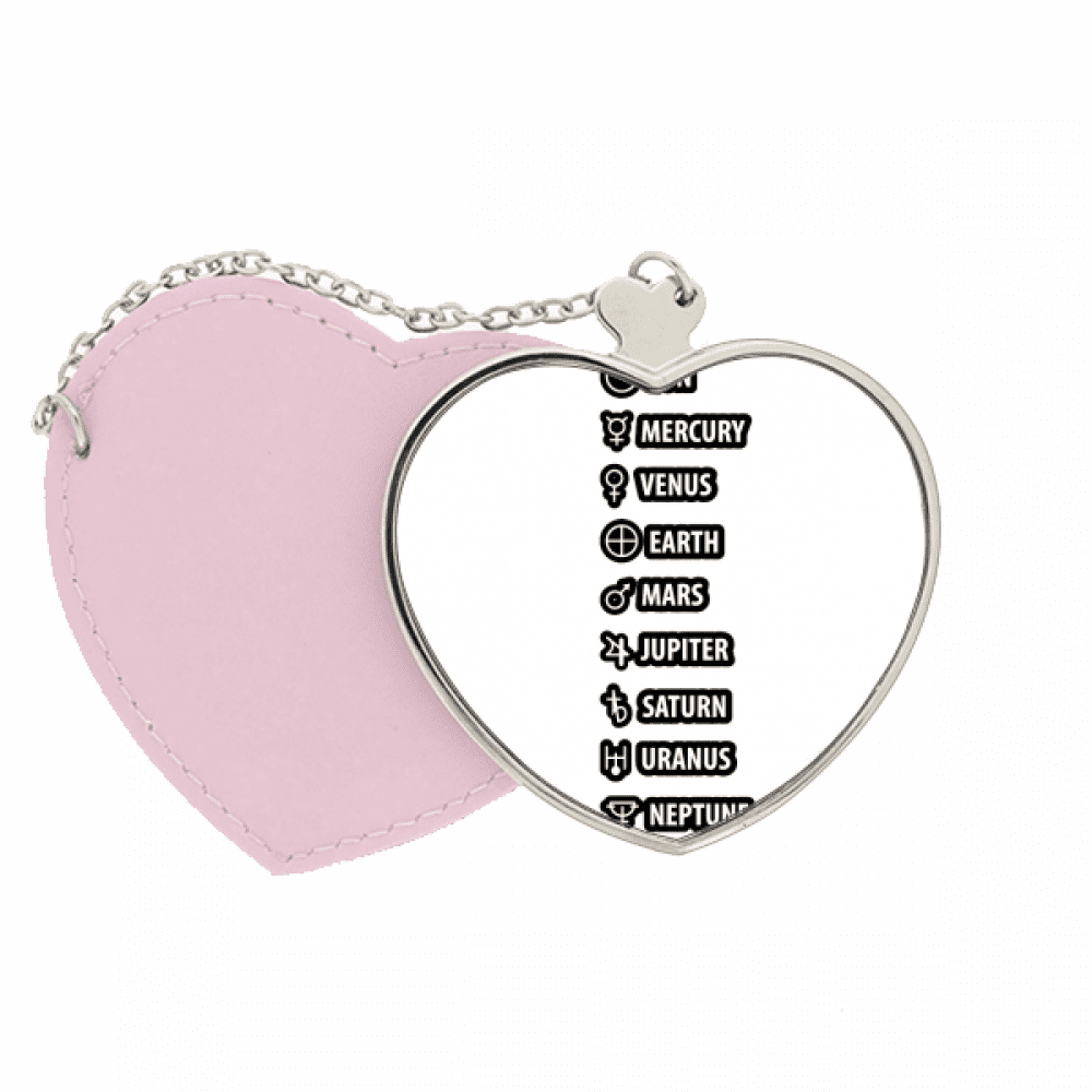 Expression Star Sun System Mirror Travel Purse Makeup Heart Pink